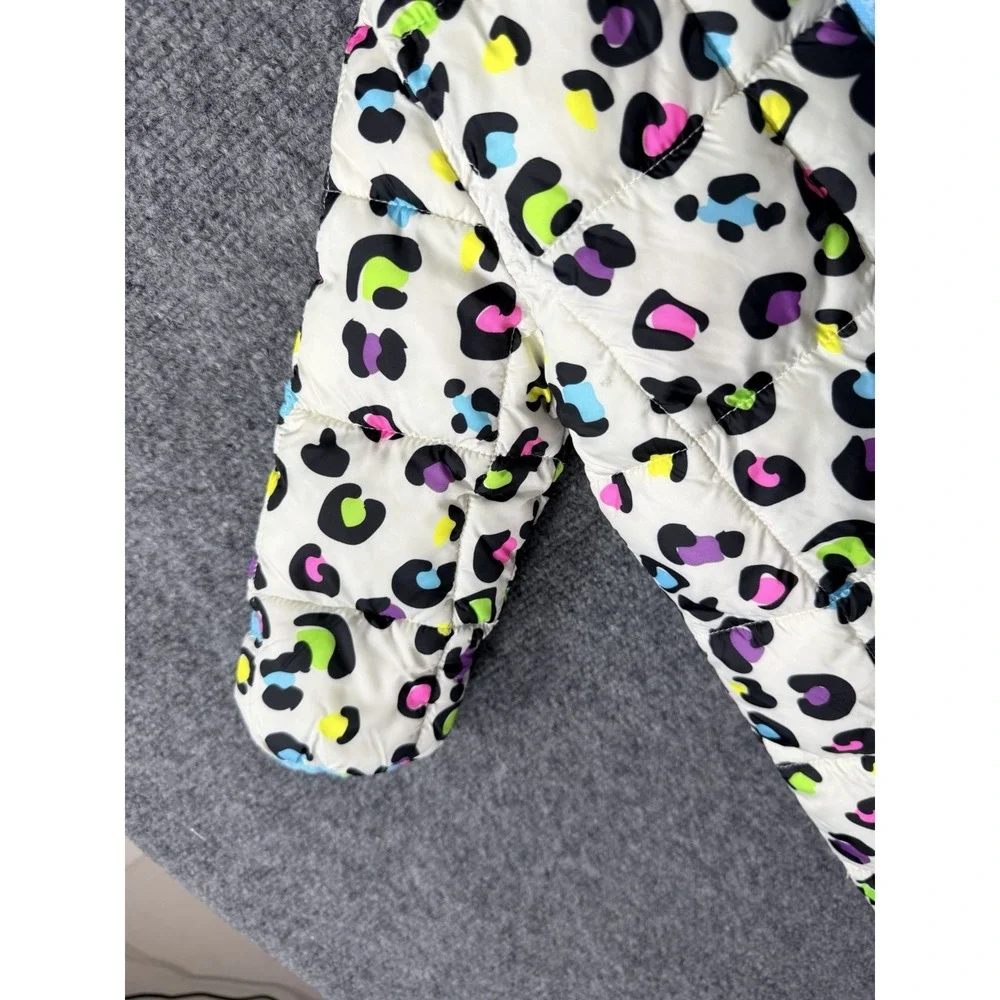 Spyder Snowsuit Infant 9/12M White Multicolor Leopard Hooded One Piece‎ Bunting